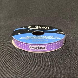 ⭐️ Offray Purple White Polka Dotted Sheer Craft Ribbon 3/8” x 180”